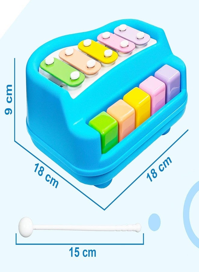 Space Enterprises 2 in 1 Small Xylophone and Piano Toy for Kids with Colorful Keys and Drum Sticks - Musical Instrument Toy for Baby and Toddlers - Blue - Image 5